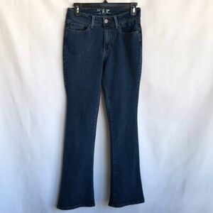 Midrise bootcut medium dark blue jeans, size 7